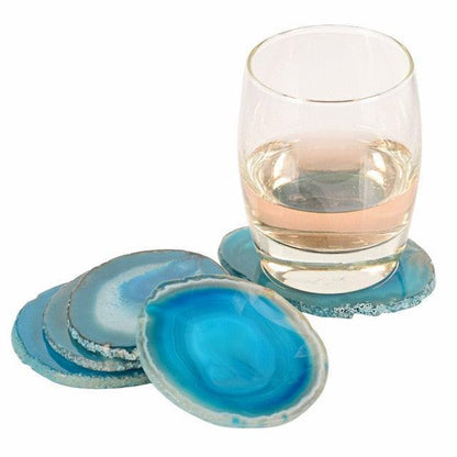 Exquisite Natural Agate Stone Coaster Set - Unique Gemstone Drink Holder Trays by Gems Crafts