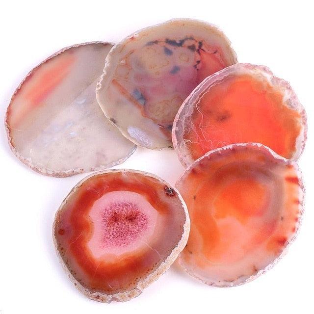 Exquisite Natural Agate Stone Coaster Set - Unique Gemstone Drink Holder Trays by Gems Crafts