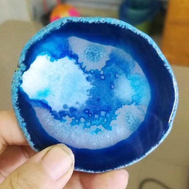 Exquisite Natural Agate Stone Coaster Set - Unique Gemstone Drink Holder Trays by Gems Crafts