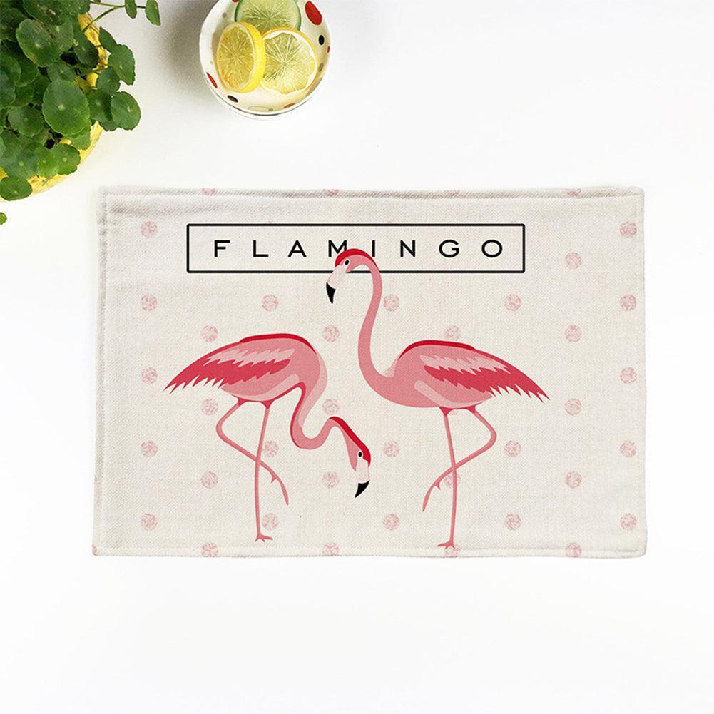 Chic Flamingo-Print Linen Table Mat for Heat Protection and Style