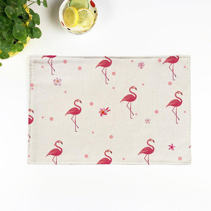 Chic Flamingo-Print Linen Table Mat for Heat Protection and Style