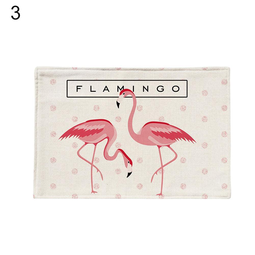 Chic Flamingo-Print Linen Table Mat for Heat Protection and Style