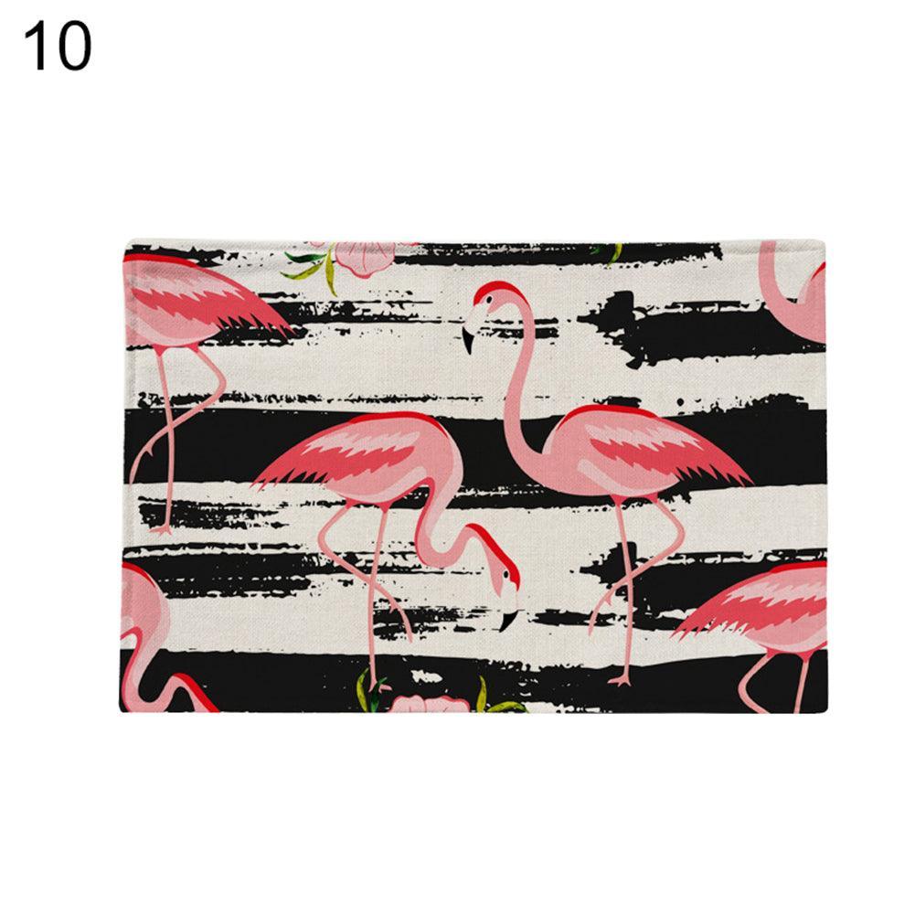 Chic Flamingo-Print Linen Table Mat for Heat Protection and Style