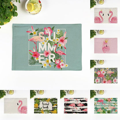 Chic Flamingo-Print Linen Table Mat for Heat Protection and Style