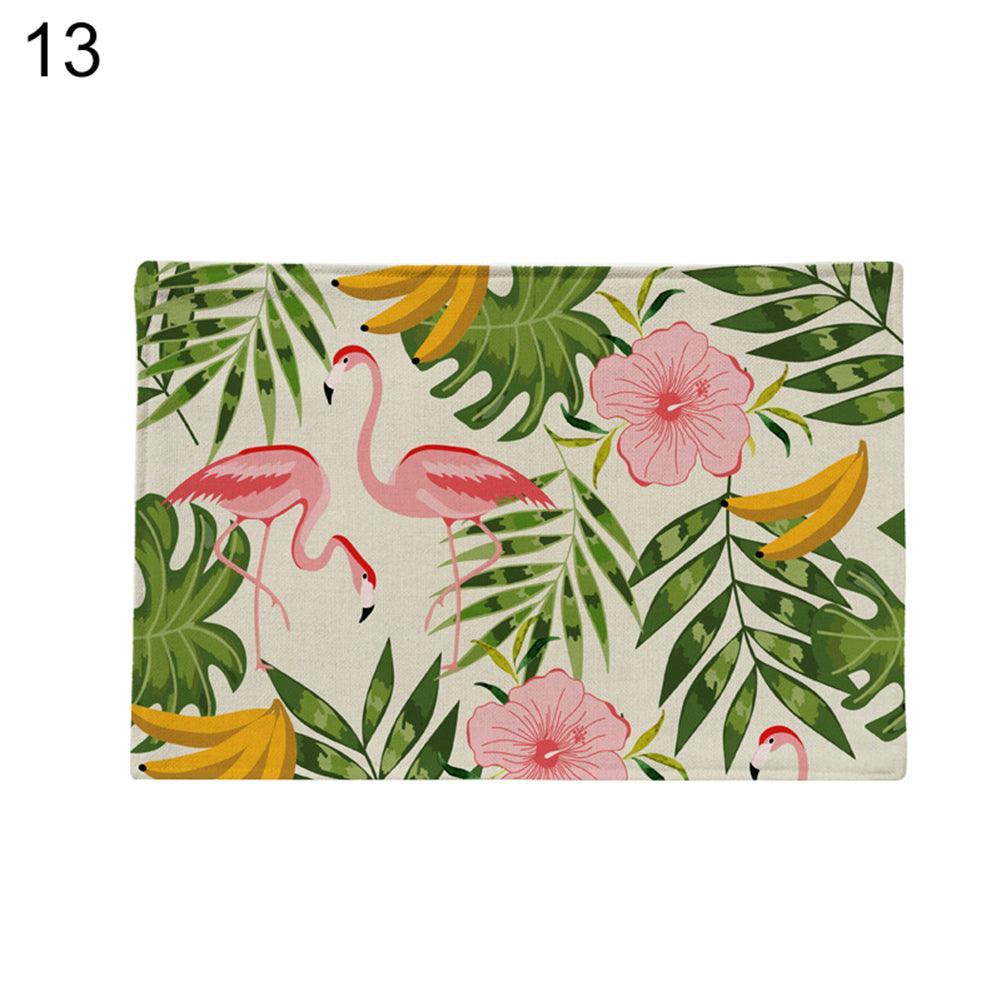 Chic Flamingo-Print Linen Table Mat for Heat Protection and Style