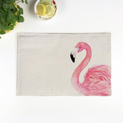 Chic Flamingo-Print Linen Table Mat for Heat Protection and Style