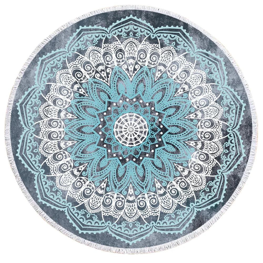 Bohemian Chic Round Microfiber Towel with Tassels - 150CM Luxe Beach Accessory