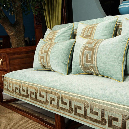 Elegant Chinese Plaid Sofa Protector: A Stylish Blend of Functionality and Comfort for Your Living Room