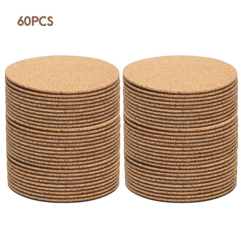 Customizable 60-Piece Cork Coaster Set: Stylish Protection for Your Tabletops