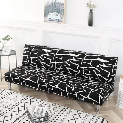 Elegant Stretch Slipcover for Futon Sofa with Stylish Print