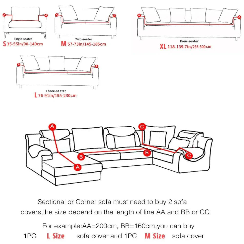 Stretch Sofa Covers for L 1234 Seater Couches - Elegant Design and Complete Protection