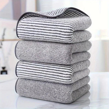 Elegant Striped Bamboo Bath Towel - Highly Absorbent & Quick-Drying for Everyday Use (35x75cm)