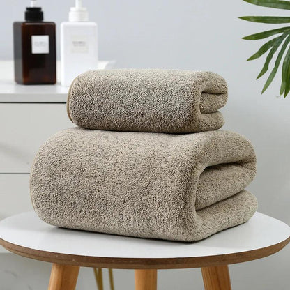 Plush Bamboo Charcoal Coral Velvet Bath Towels - Ultra-Soft, Quick-Drying Microfiber Sets for Adult Relaxation and Home Use