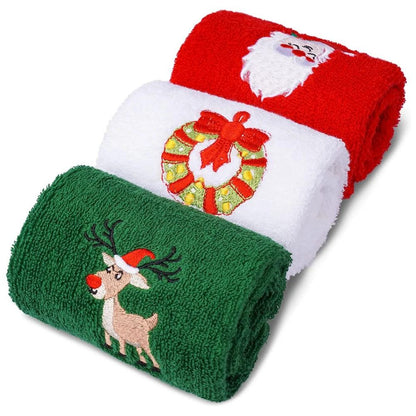 Christmas Cheer Cotton Towel Set - 3-Piece Bundle for Home and Kitchen Decor