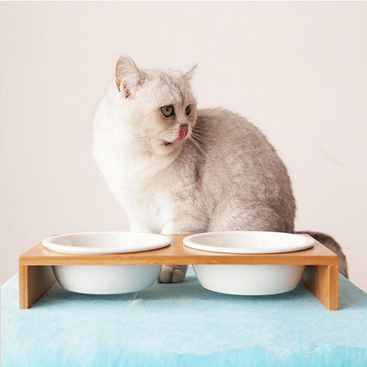 Sustainable Bamboo Cat Bowl Set for Eco-Conscious Pet Owners