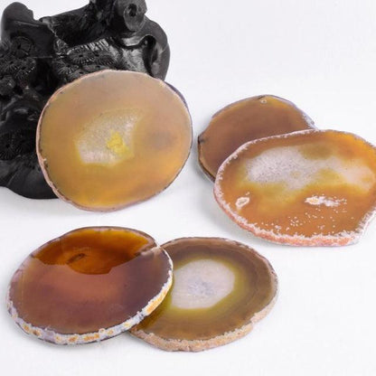 Natural Agate Slice Coasters - Elegant Drink Mats for Stylish Home Décor