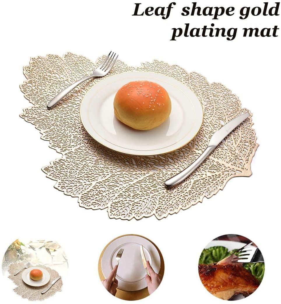 Chic Golden Leaf Dining Mat: Elegant Heat-Resistant Table Protector & Stylish Accent