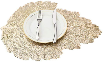 Chic Golden Leaf Dining Mat: Elegant Heat-Resistant Table Protector & Stylish Accent