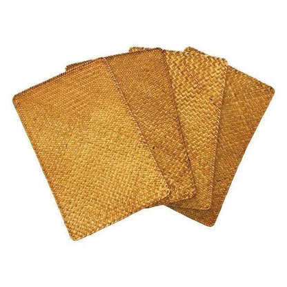 Elegant Handwoven Seagrass Placemats - Set of 4 Durable Rectangular Designs